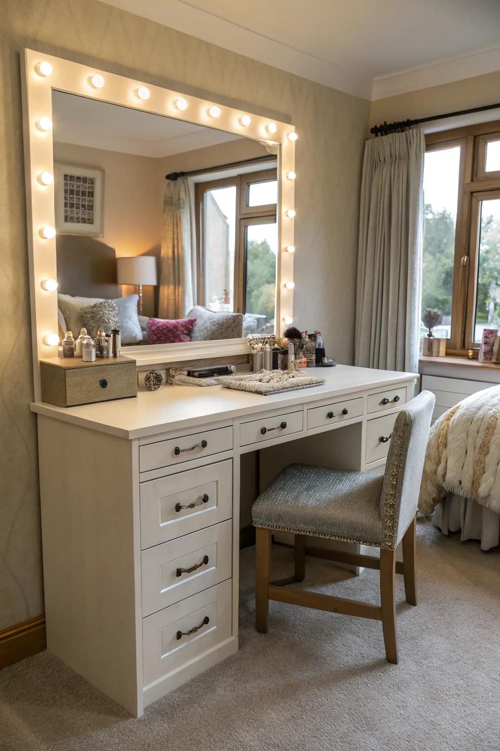 Create a personalized space with a custom-built dressing table.