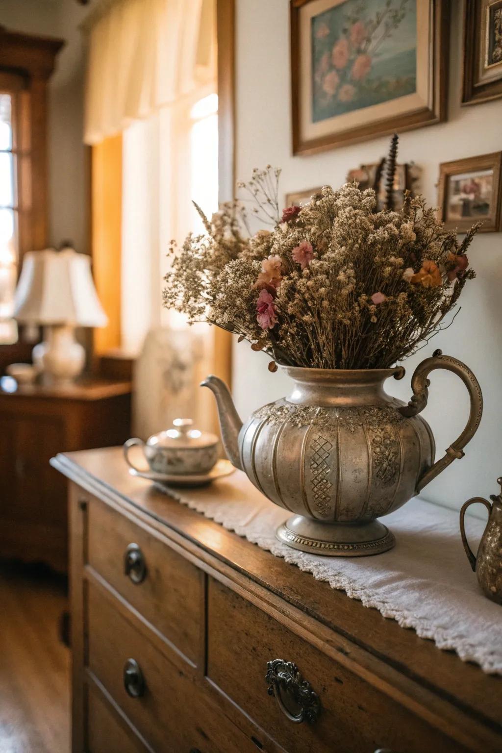 Vintage charm meets preserved botanical elegance.