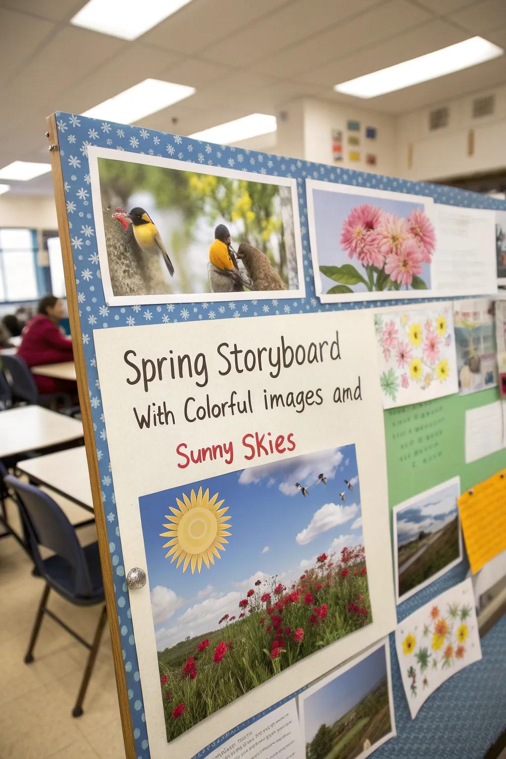 Spring storyboard with images and text for an educational twist.