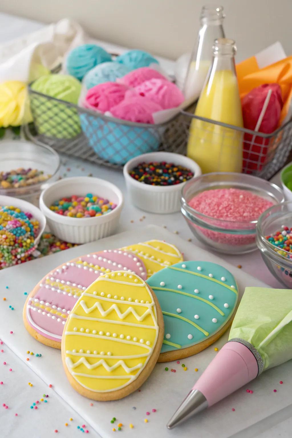 A fun and interactive Easter ovum cookie decorating station.