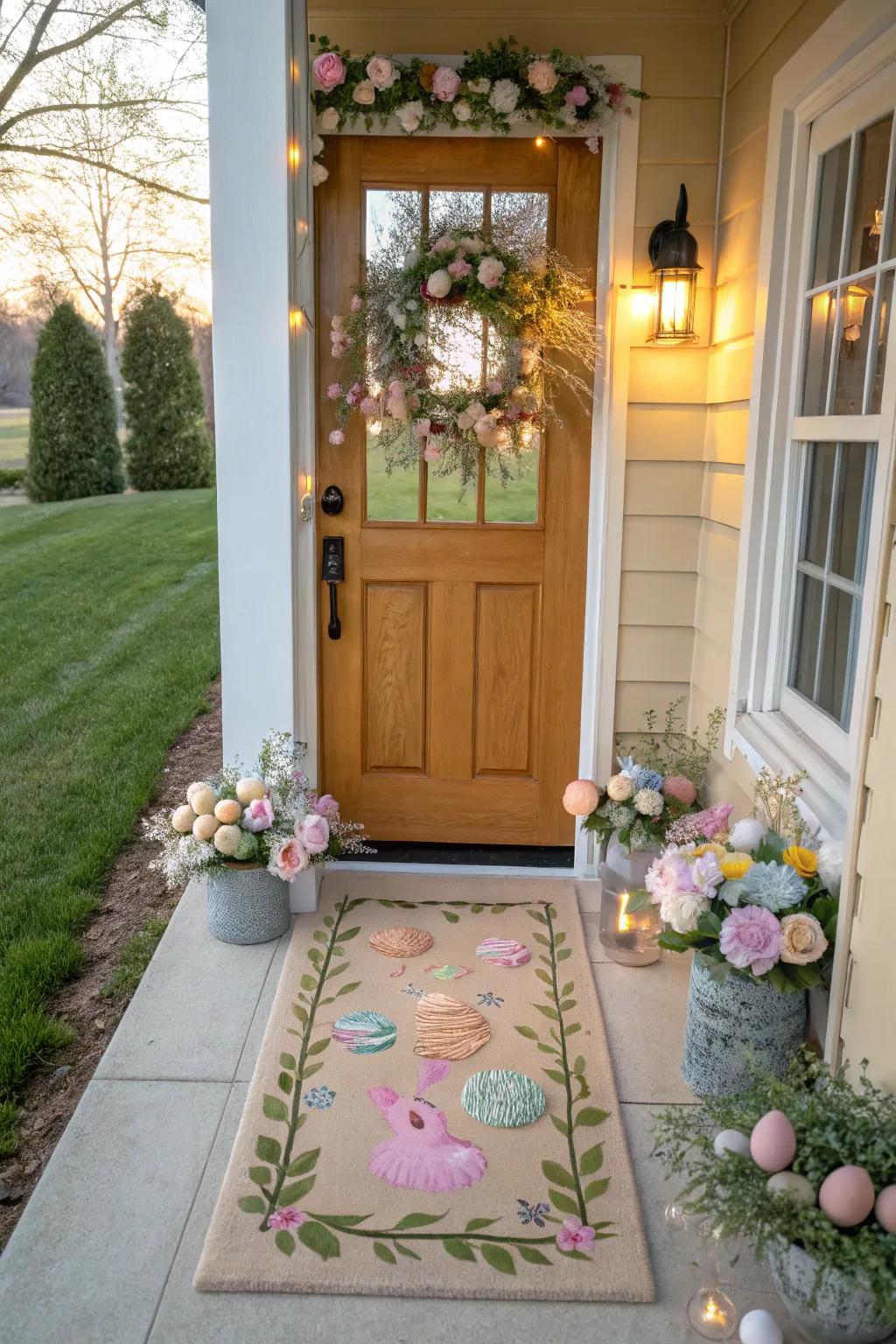 A contemporary entry mat welcomes visitors with flair.