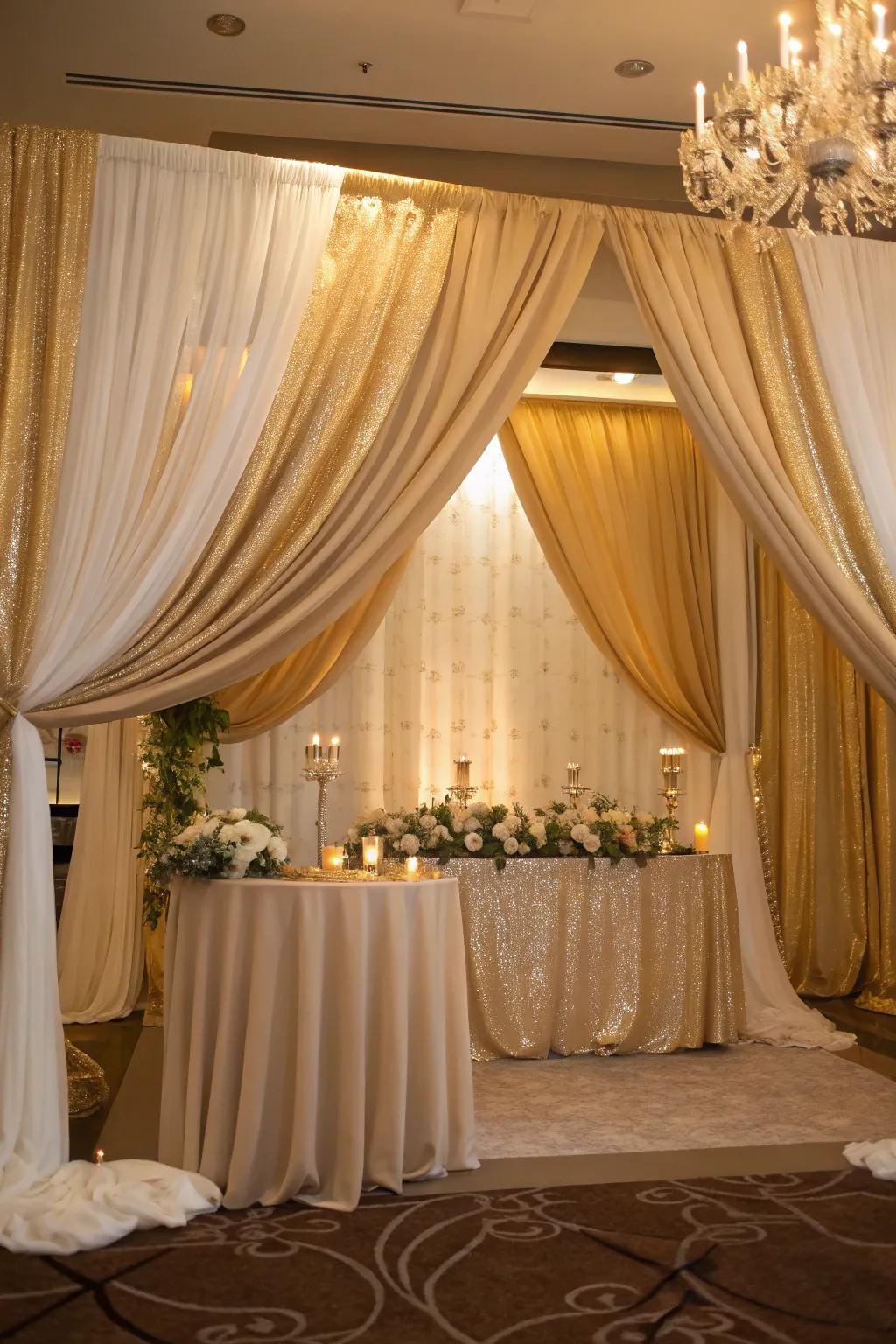 Luxurious drapery elevating the elegance of the venue.
