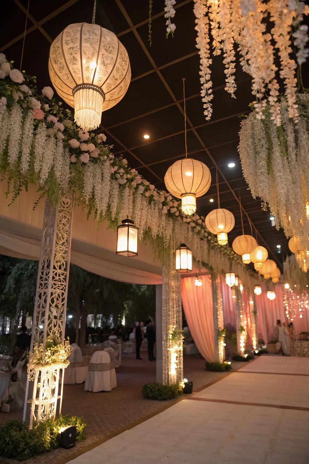 Festive hanging decorations introduce whimsy and charm.