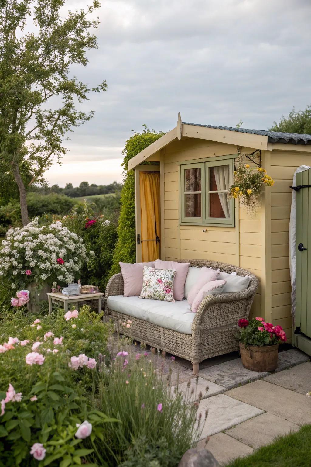 A relaxing area transforms your shed into a retreat.