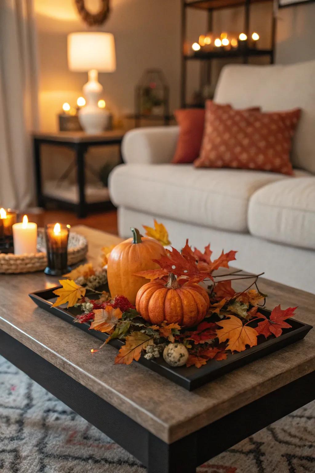 A seasonal centerpiece can transform your table into a captivating focal attraction for fall.