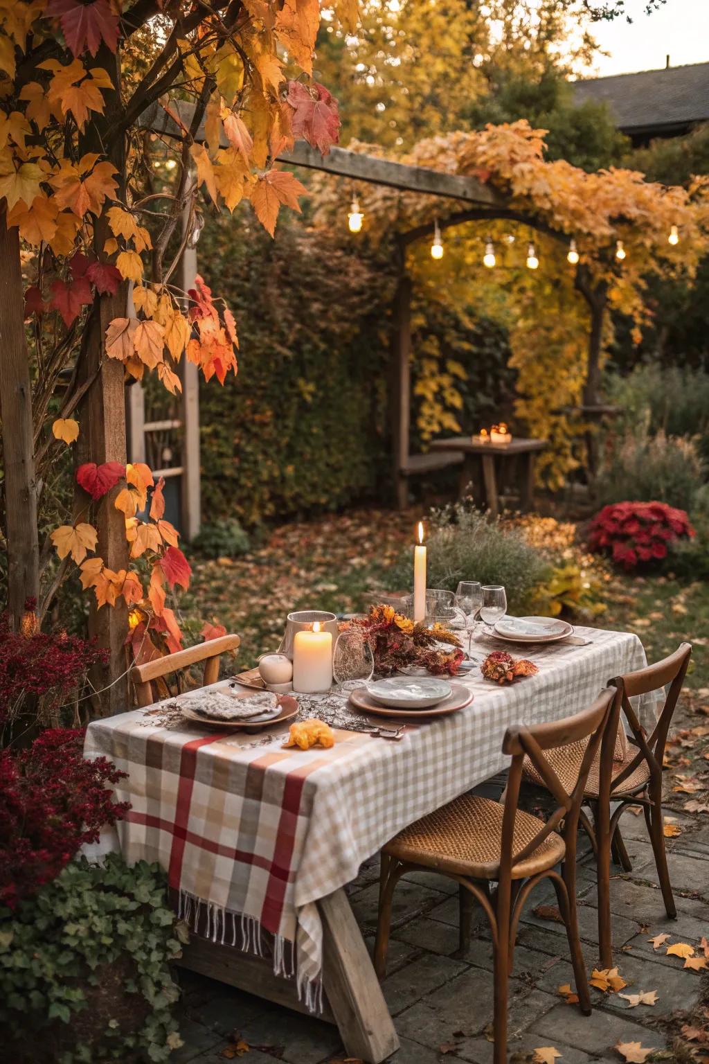 Savor outdoor meals in the beauty of autumn.