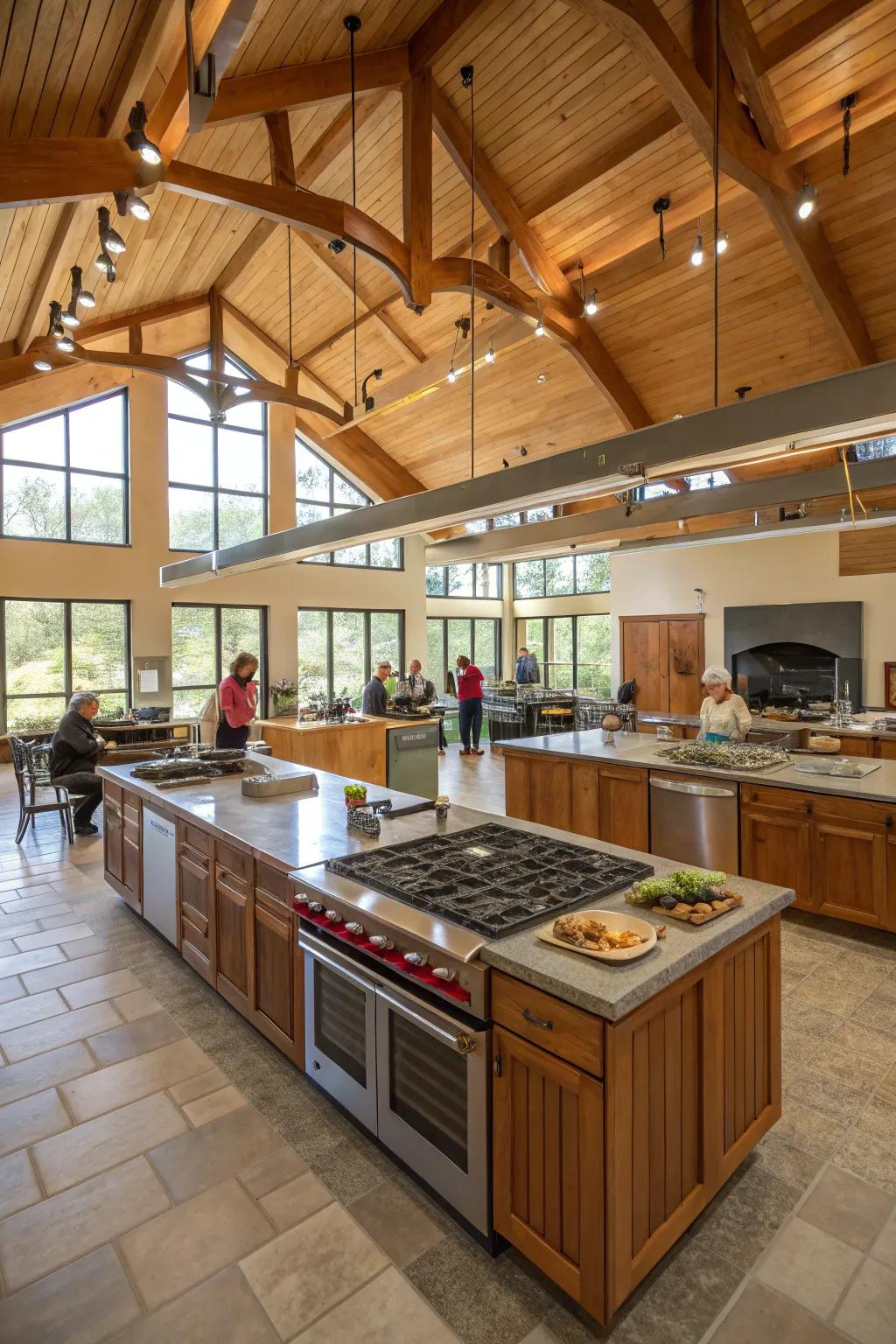 A communal cooking area is suited for family bonding over meals.