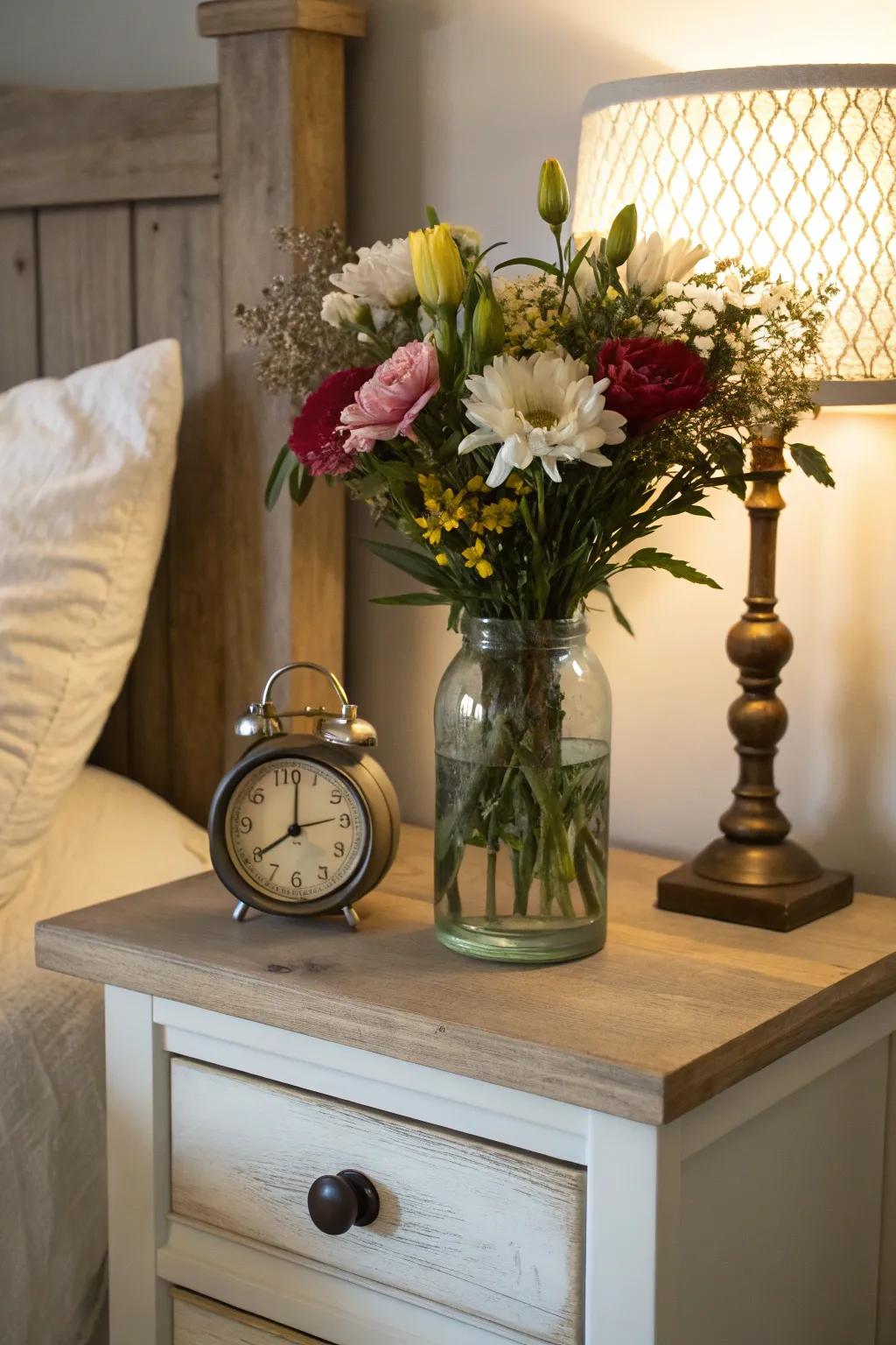 Rustic highlights enhance farmhouse charm.