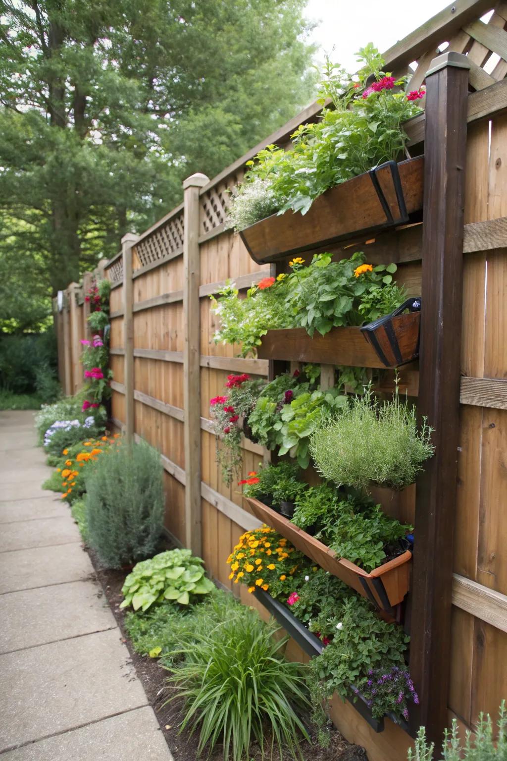Design a flourishing wall by using a vertical garden fence.