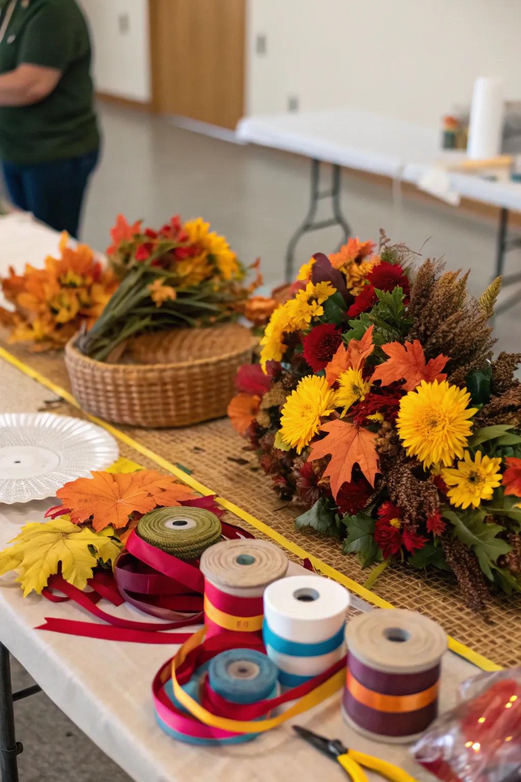 Create beautiful fall wreaths with friends in a workshop.