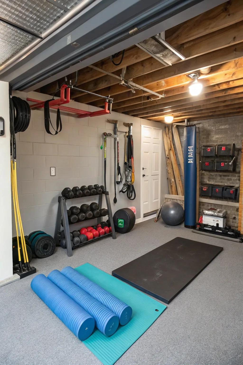 Stay fit with a hidden home gym in your crawl space.