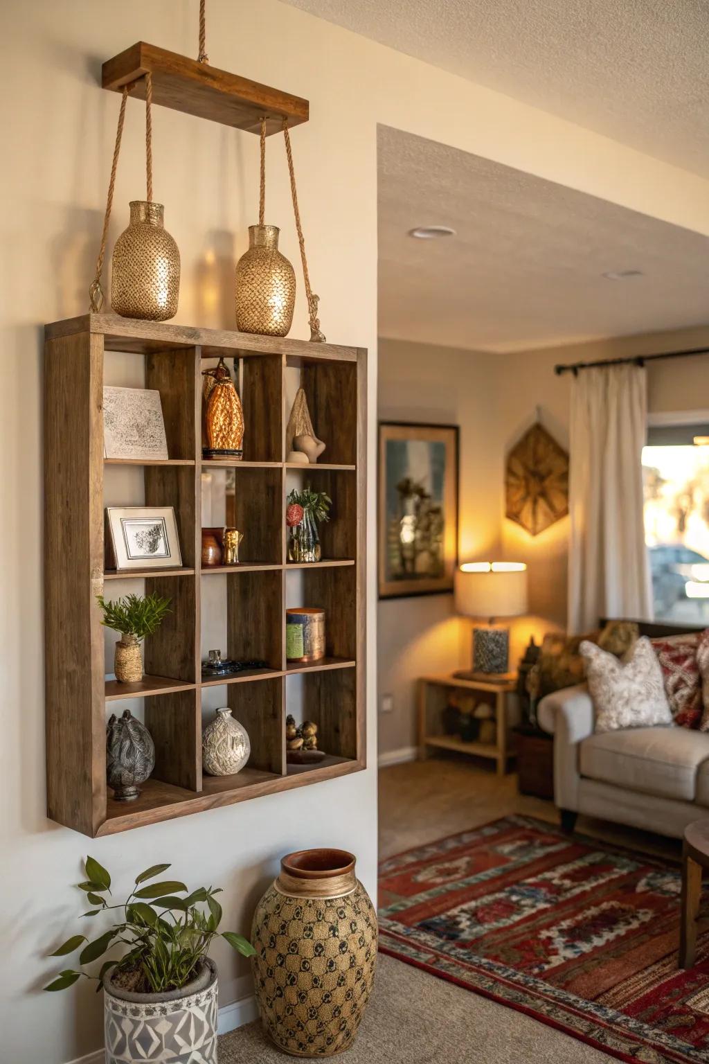 A floating cubby enriching decor