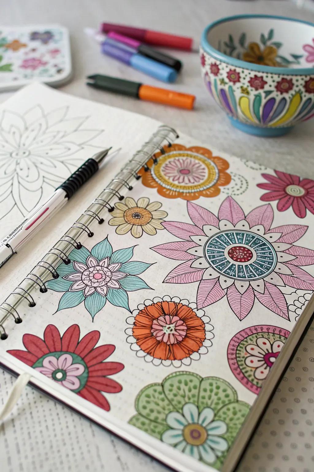 Petal patterns offer a captivating artistic flair.