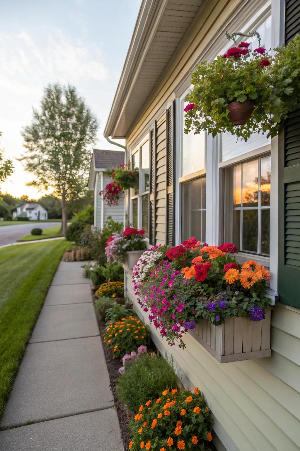 Enhance your dwelling’s curb appeal using blossom window boxes.
