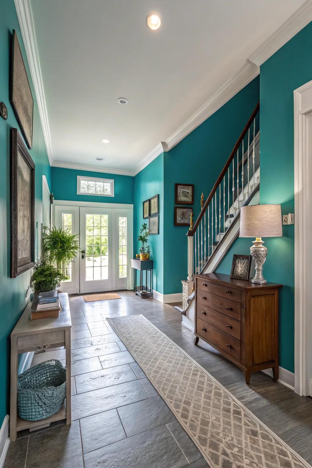 Fun colors can make a foyer unforgettable.
