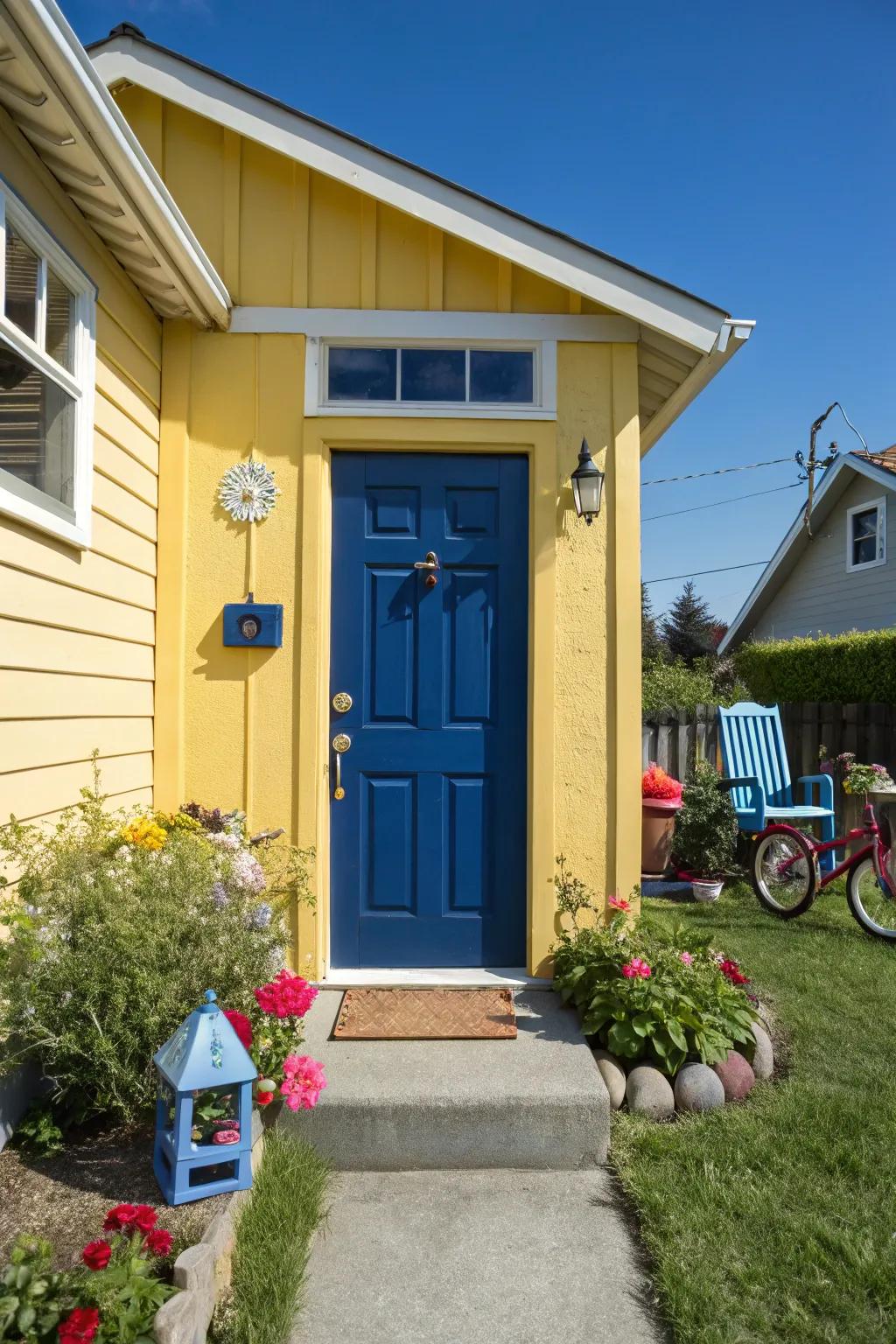 Playful color contrasts for a cheerful and unique entrance.