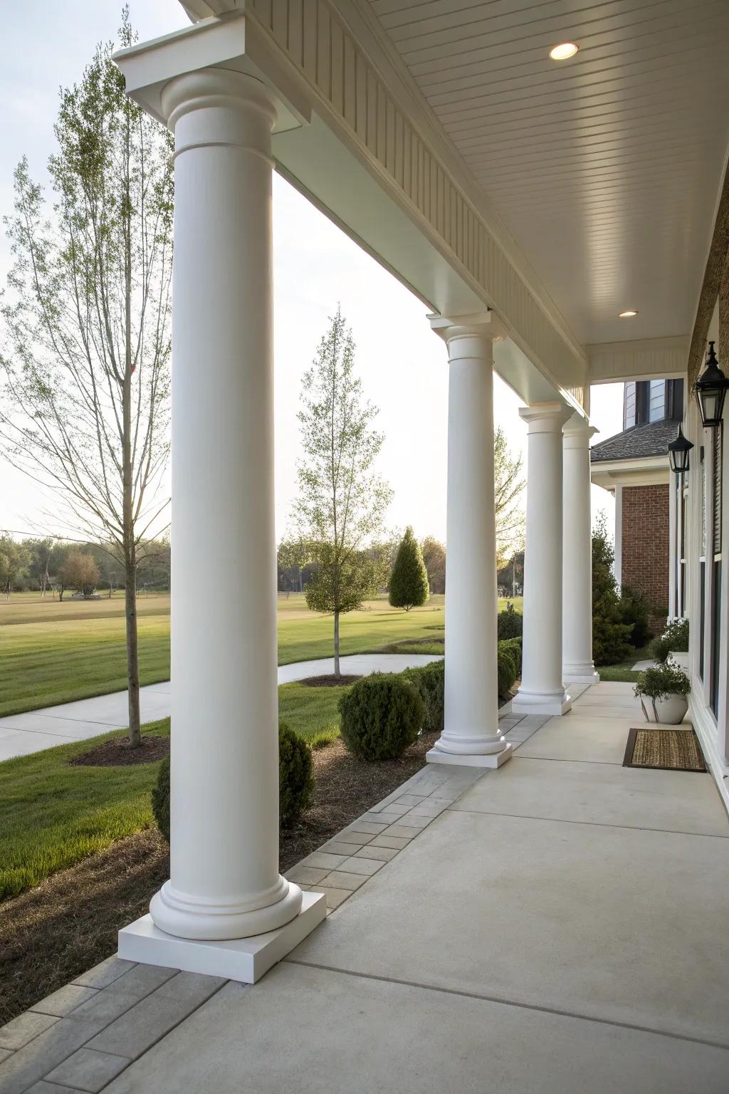 PVC sleeves provide a tough and polished appearance for porch columns.