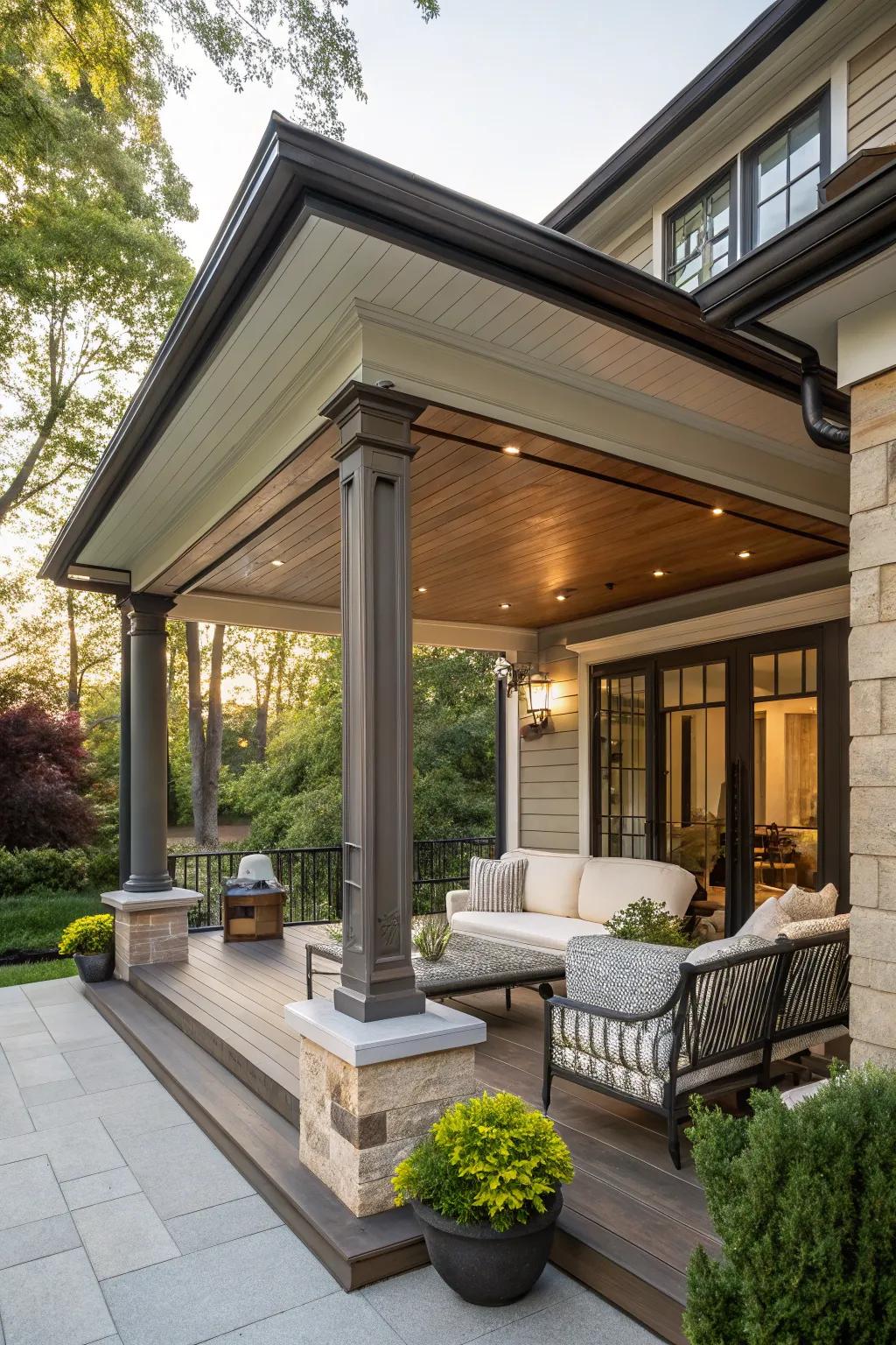 An elegant rooftop extension for permanent shade.