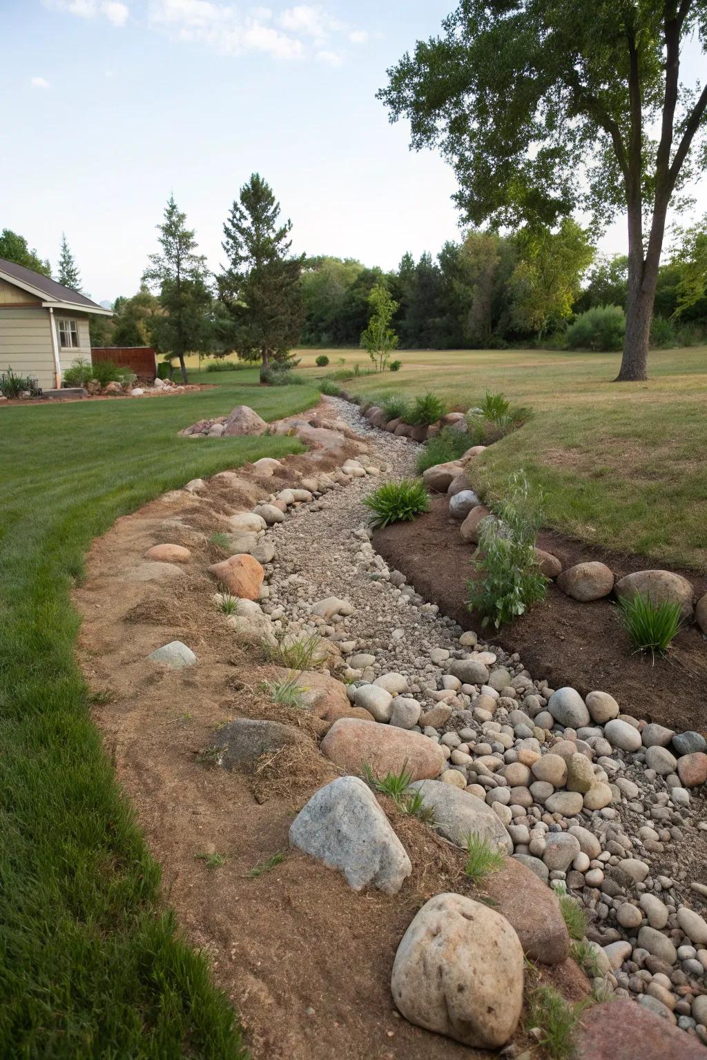 A dry watercourse imparts a hint of nature's elegance.