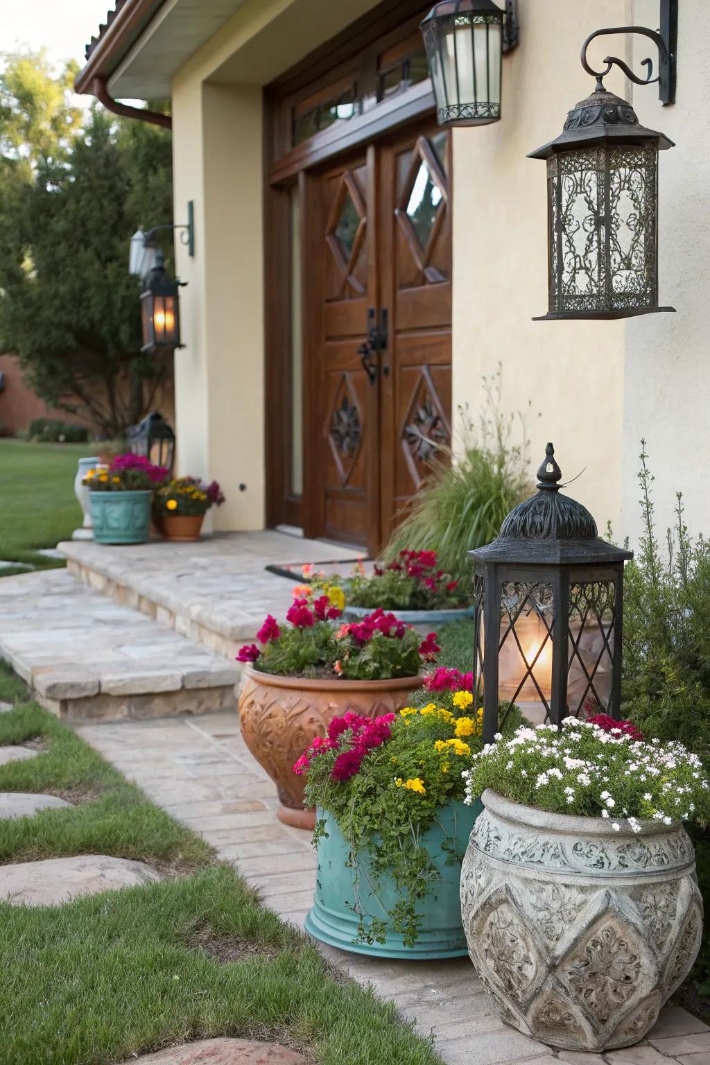 Decorative accents enhance the friendly sensation of the entryway.