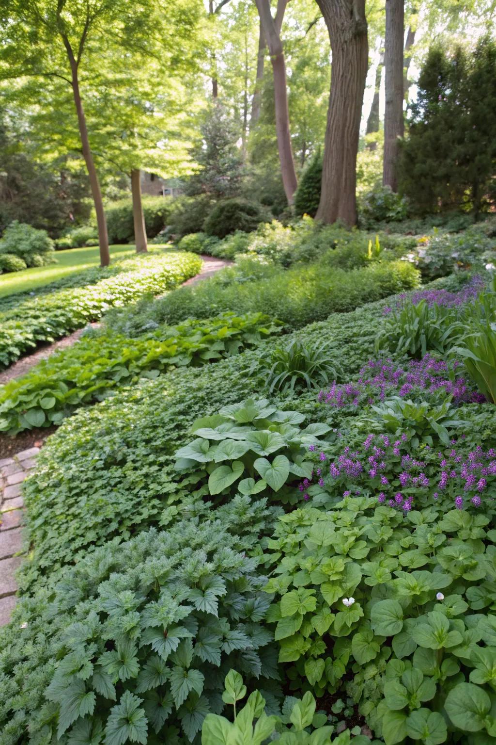 Surface vegetation creates a rich tapestry and stops unwanted plants.