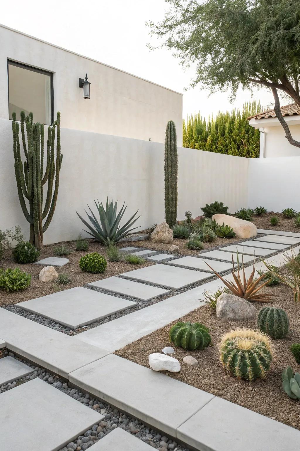 A crisp and simple xeriscape that highlights simplicity.