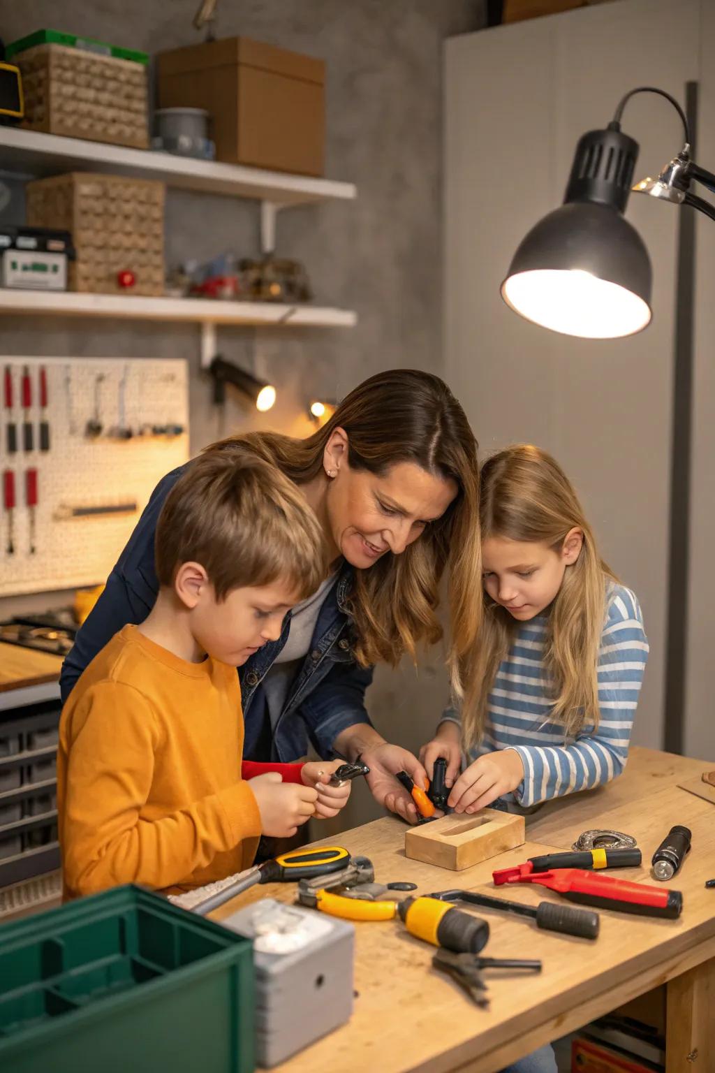 Learning home repairs together promotes self-reliance.