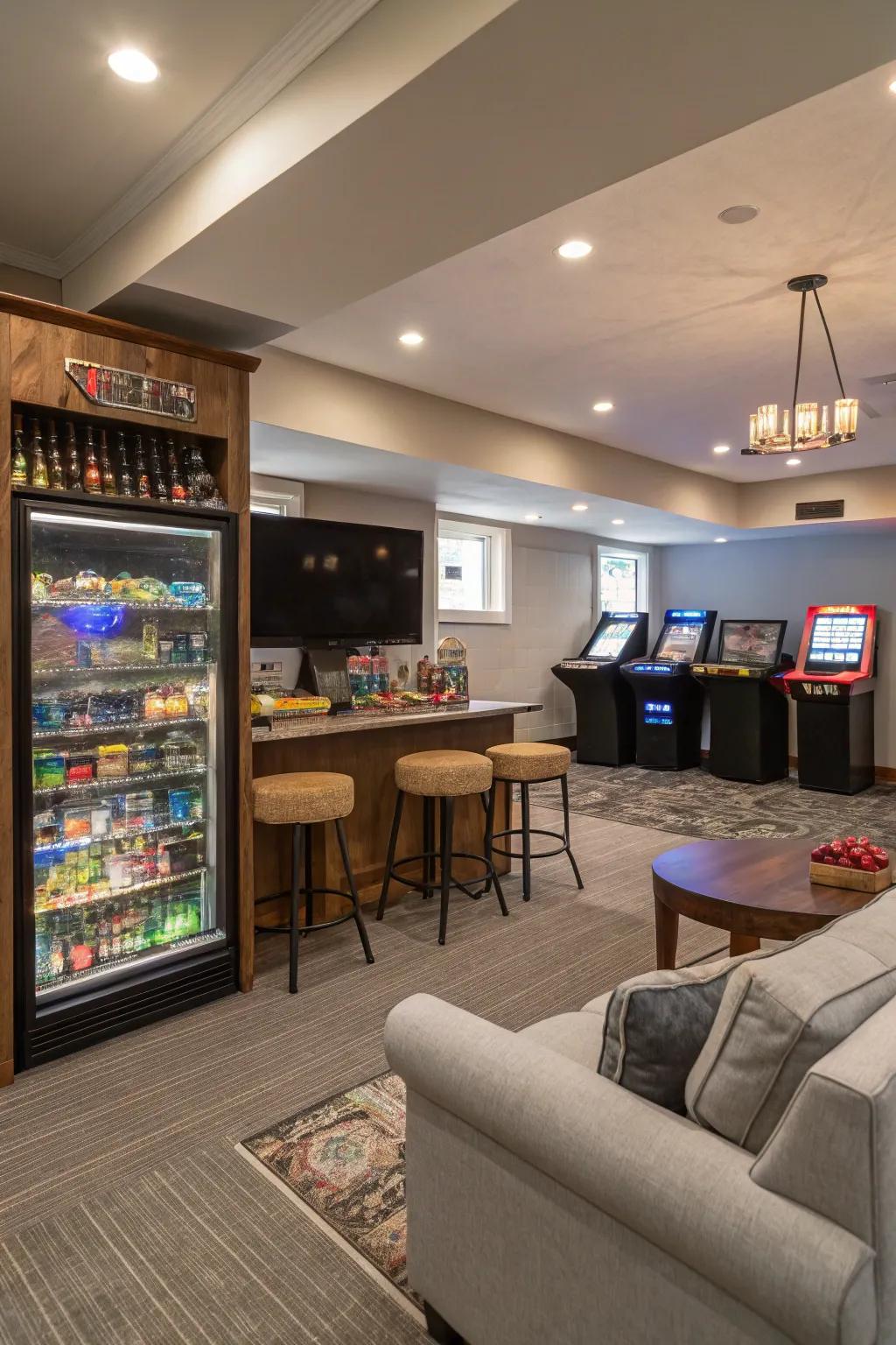 A multi-purpose game room tailored for numerous activities.