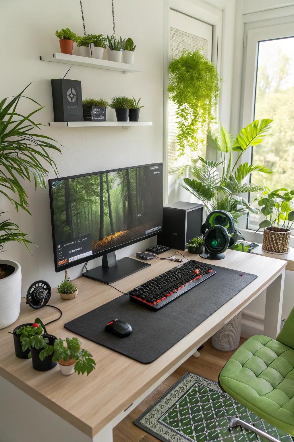 Breathe life into your setup with natural greenery.