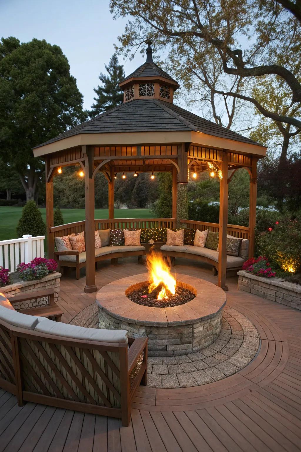 Create cozy corners for relaxation with benches and cushions.