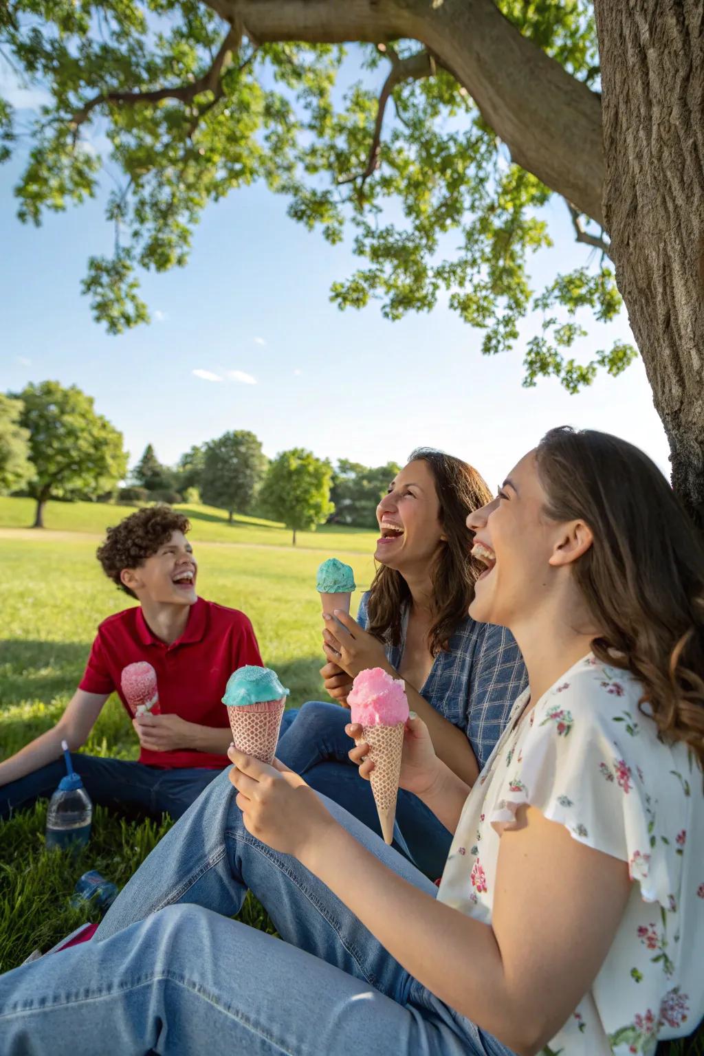 A sweet surprise with ice cream reveals the baby’s gender.