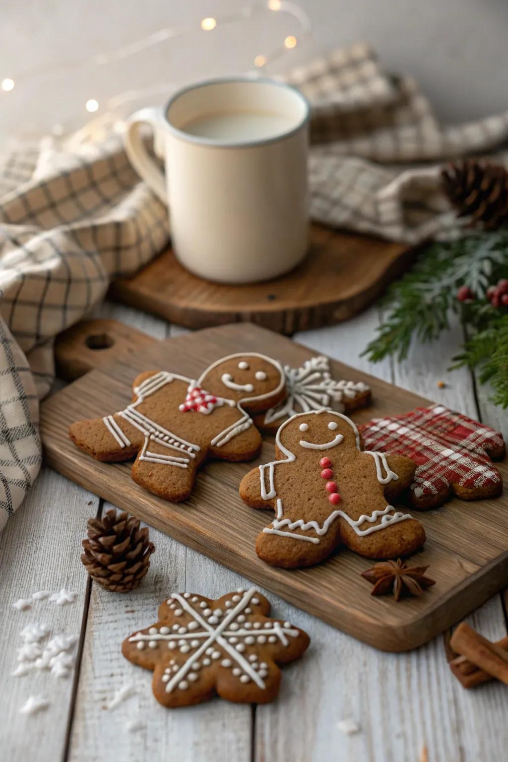 Plaid patterned gingerbread men bringing warmth to the holiday season.