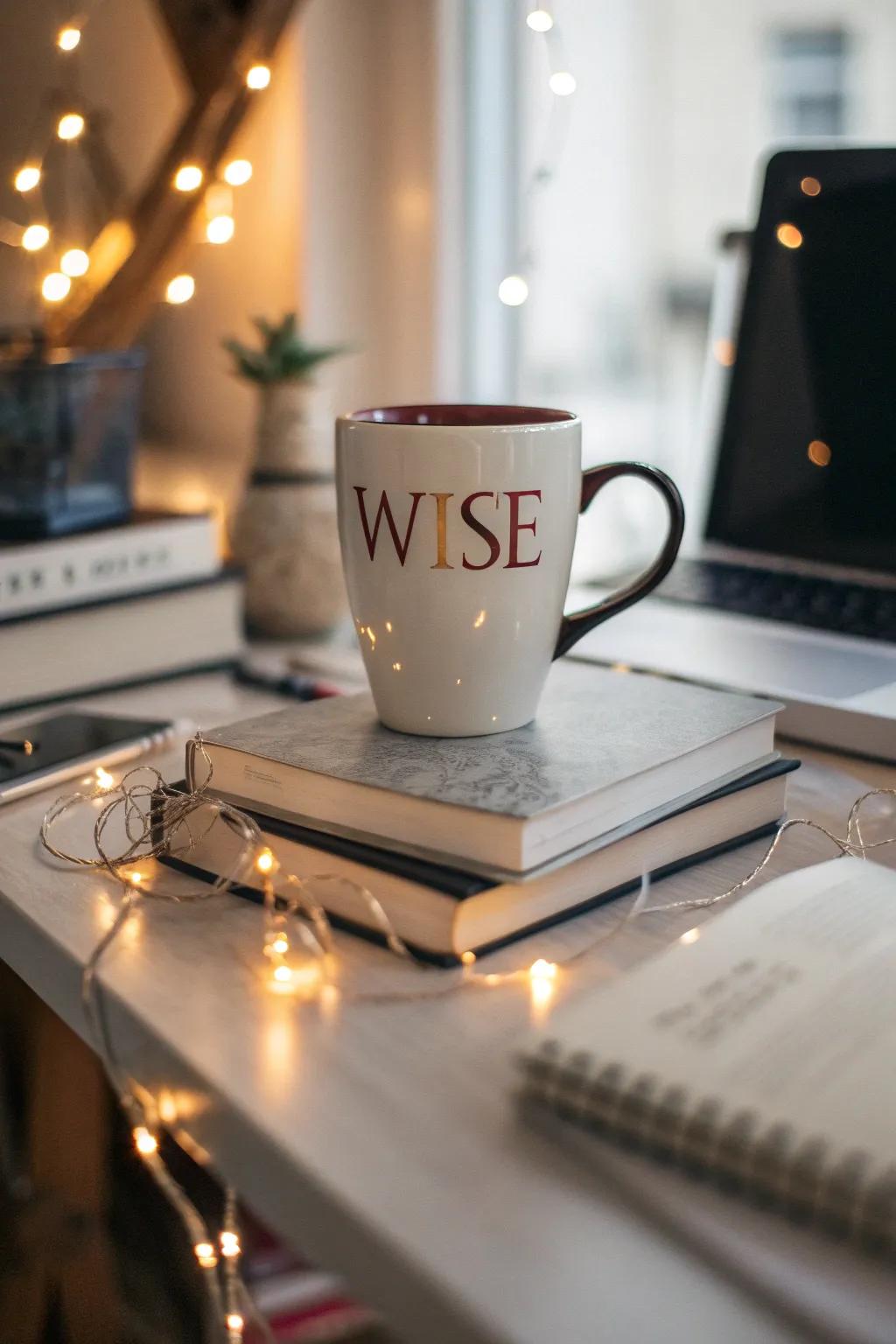 A mug capturing grandpa's enduring wisdom.