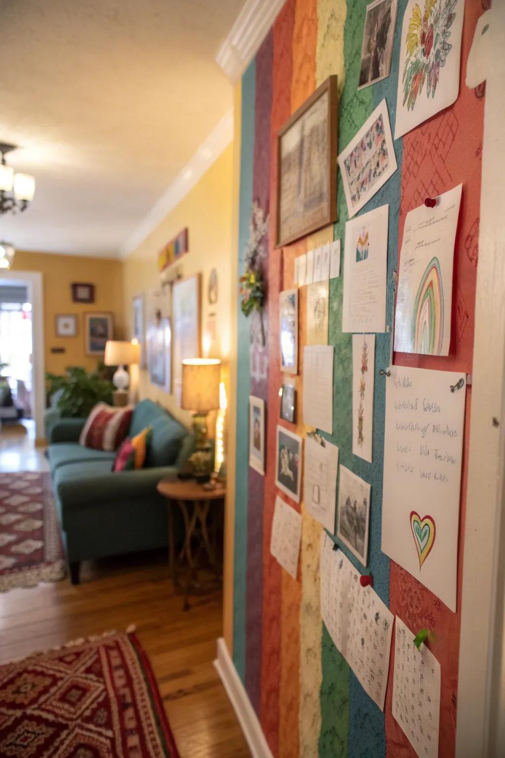An imaginative flair gratitude wall featuring drawings.