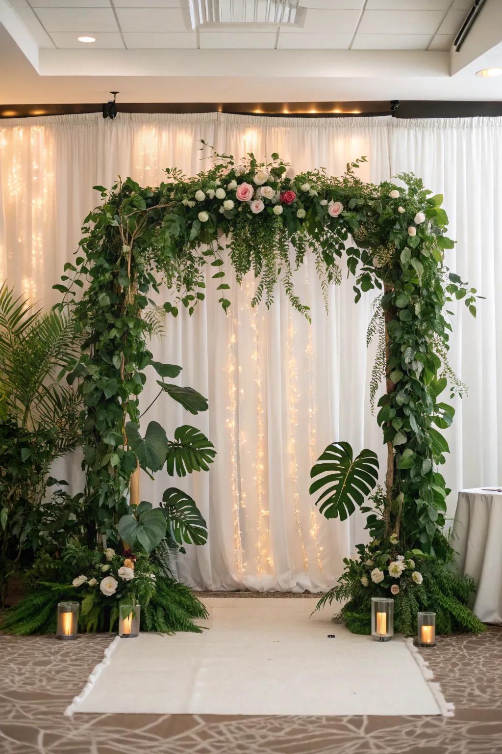 A versatile green screen enhancing any wedding theme.
