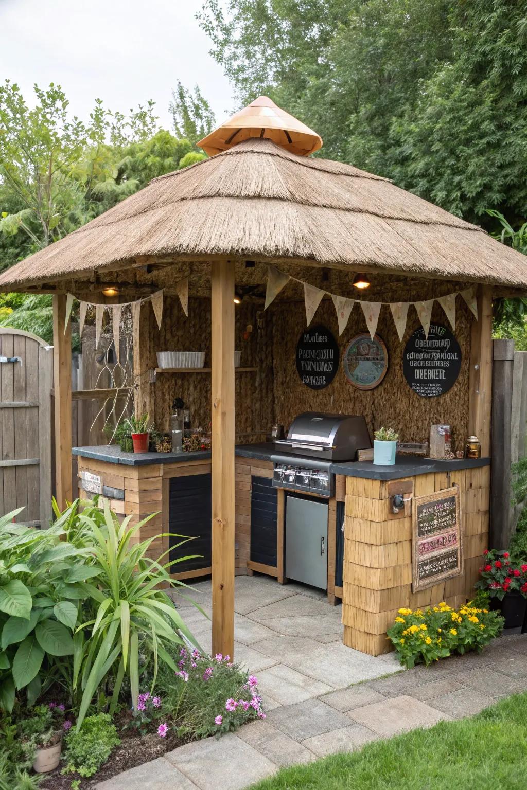 A DIY grill hut tailored for personal style.