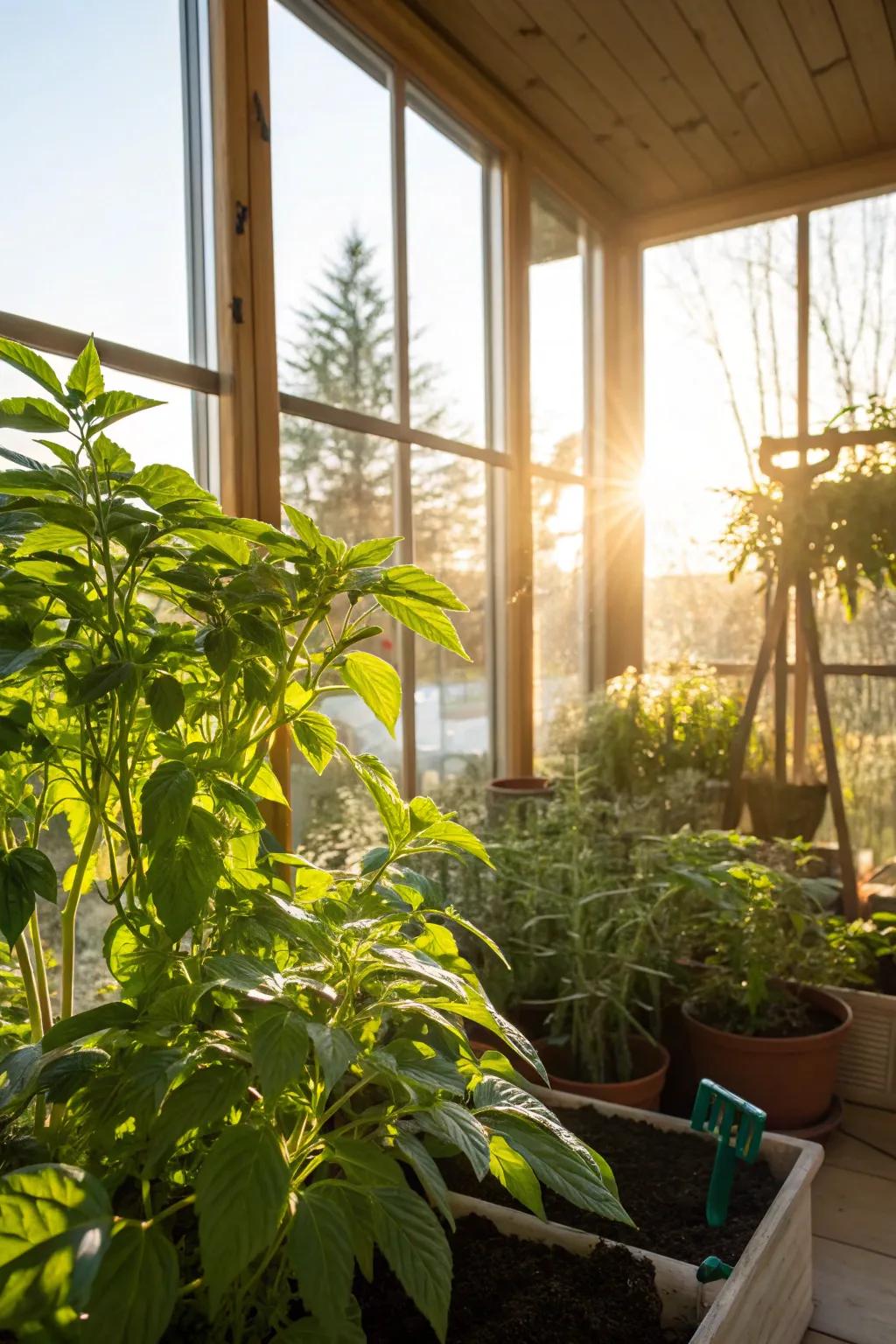 Natural light from windows enhances plant growth in your indoor garden.