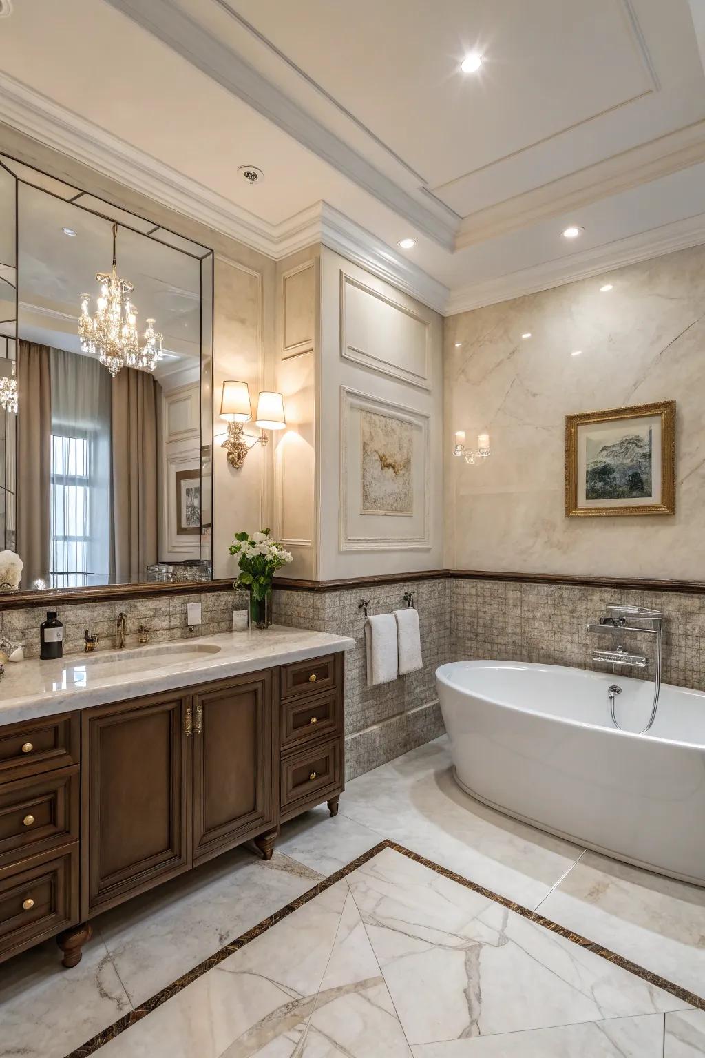 Stone tiles radiating luxury and sophistication.