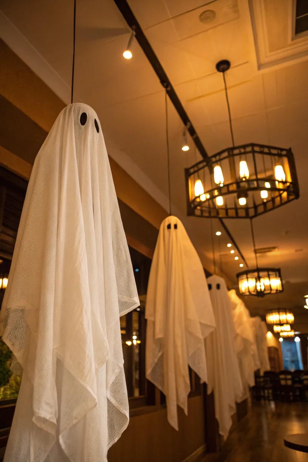 Drifting spirits introduce a playful element to Halloween decorations
