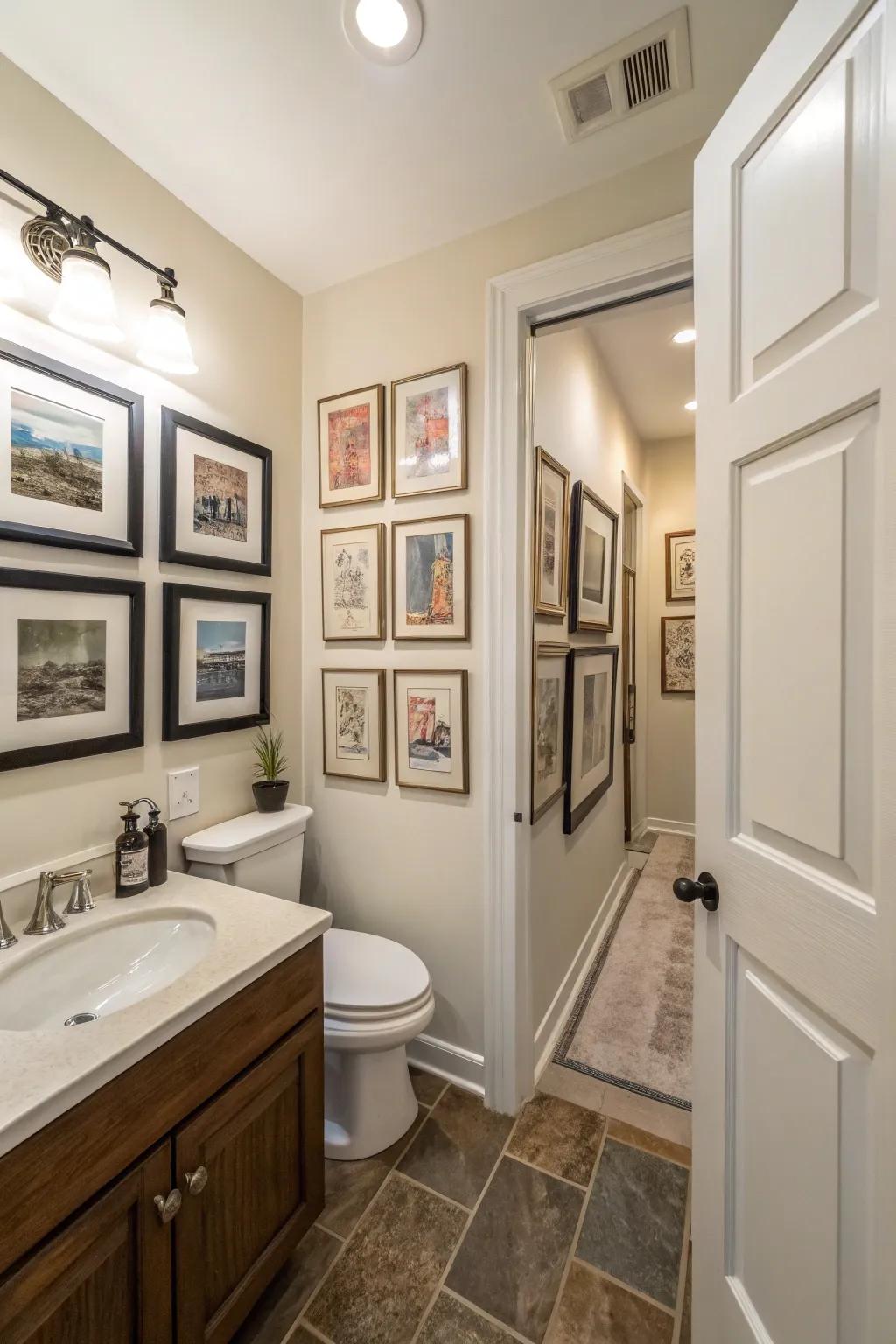 Gallery walls add warmth and individuality.