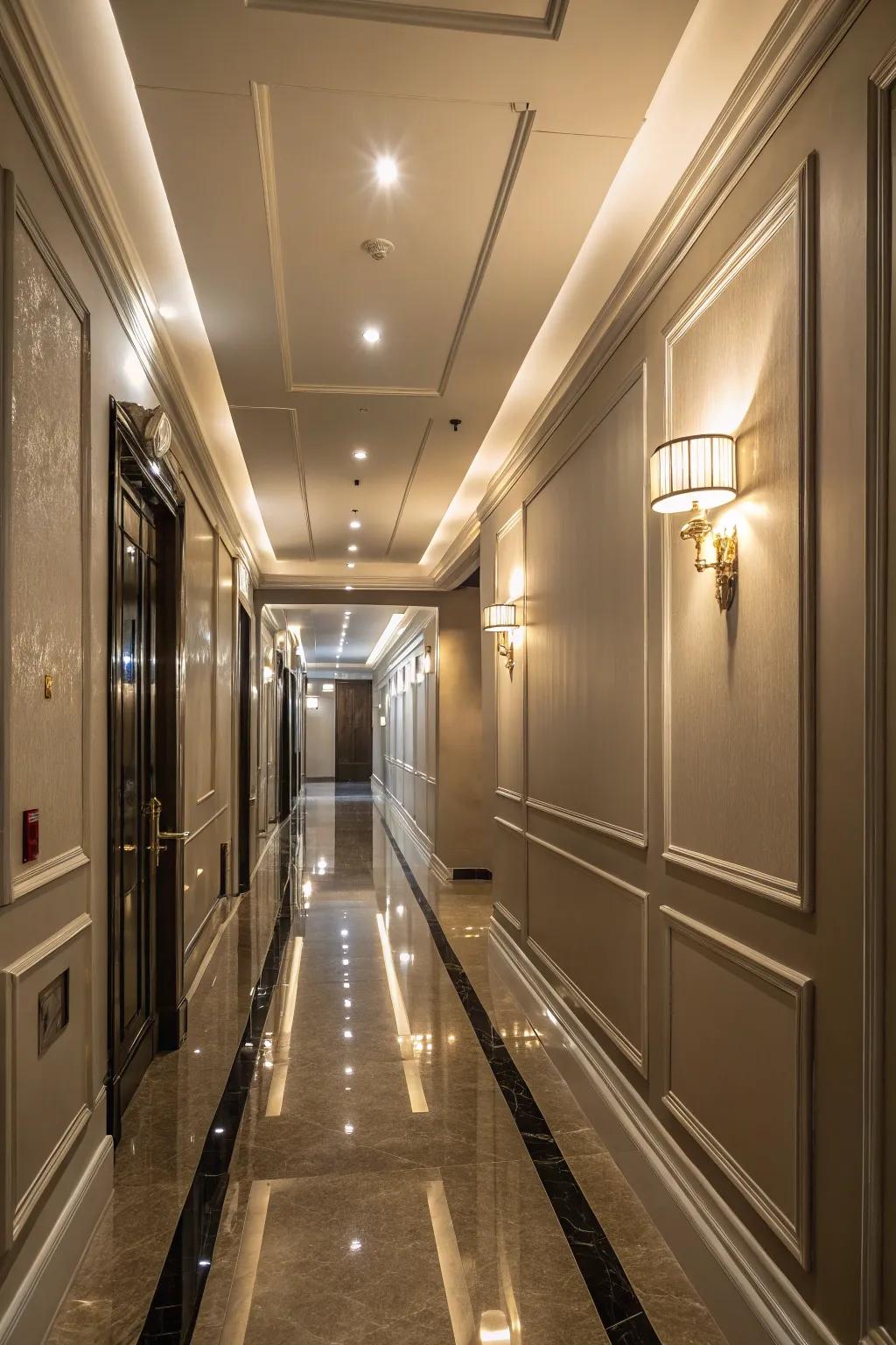 High-sheen tint introduces luxury and vibrancy to your hallway.