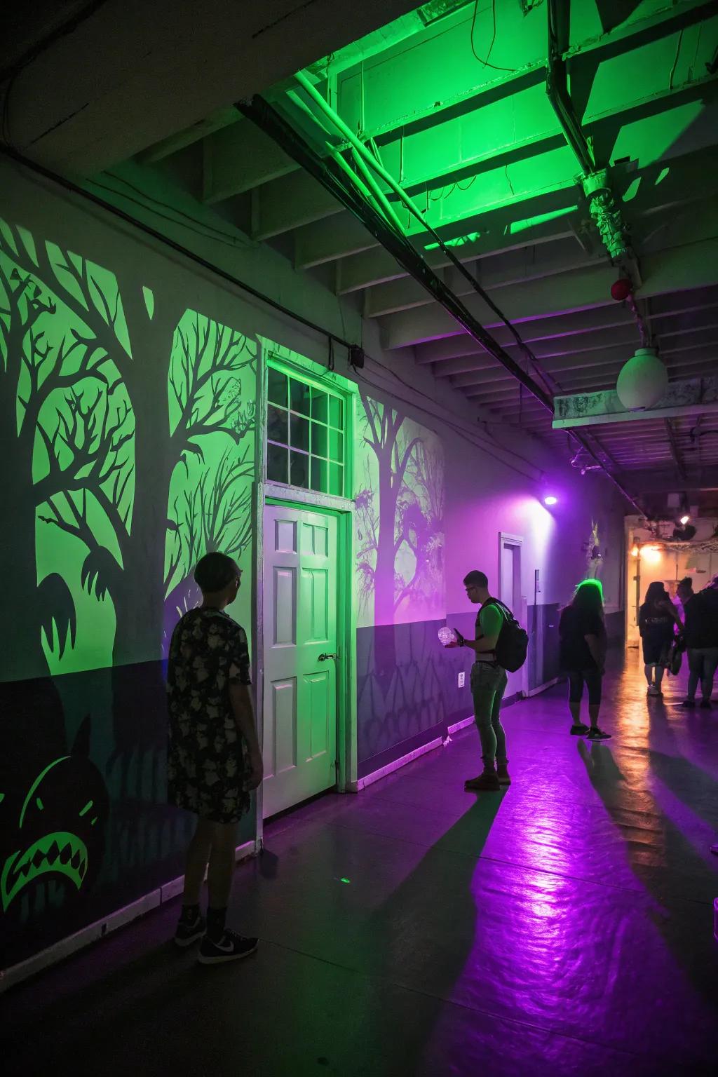 Create a spooky mood with eerie lighting throughout your home.