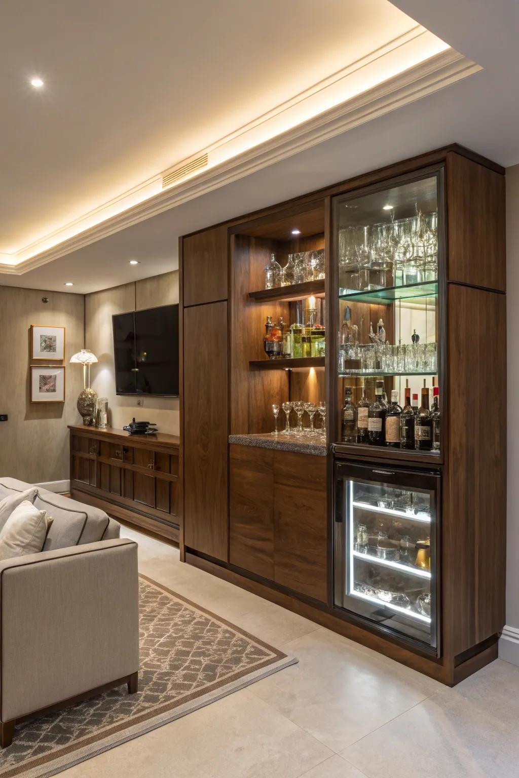 A secret vintage bar adds an element of surprise and glamour.