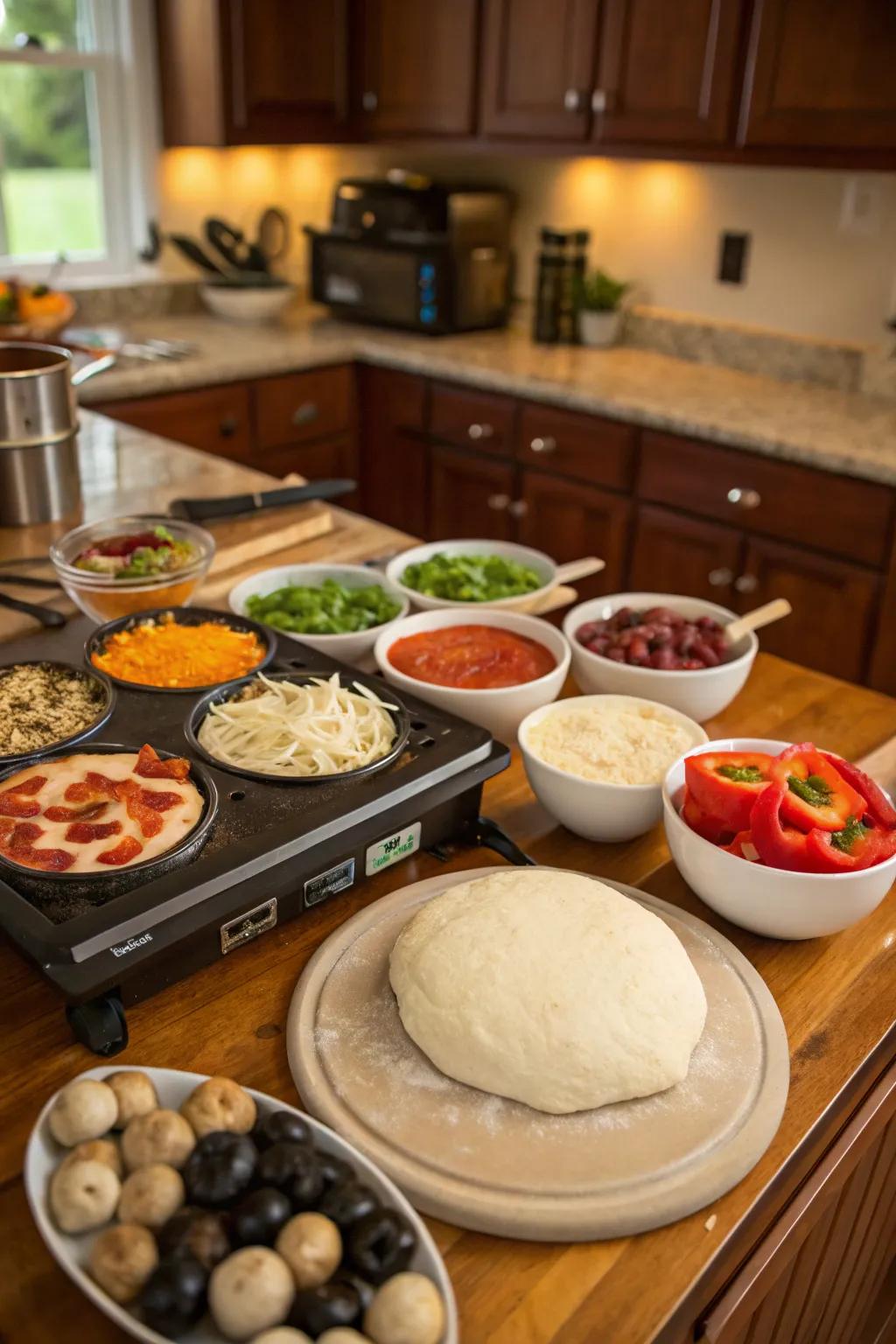 An interactive pizza station doubles as a dining and entertainment experience.