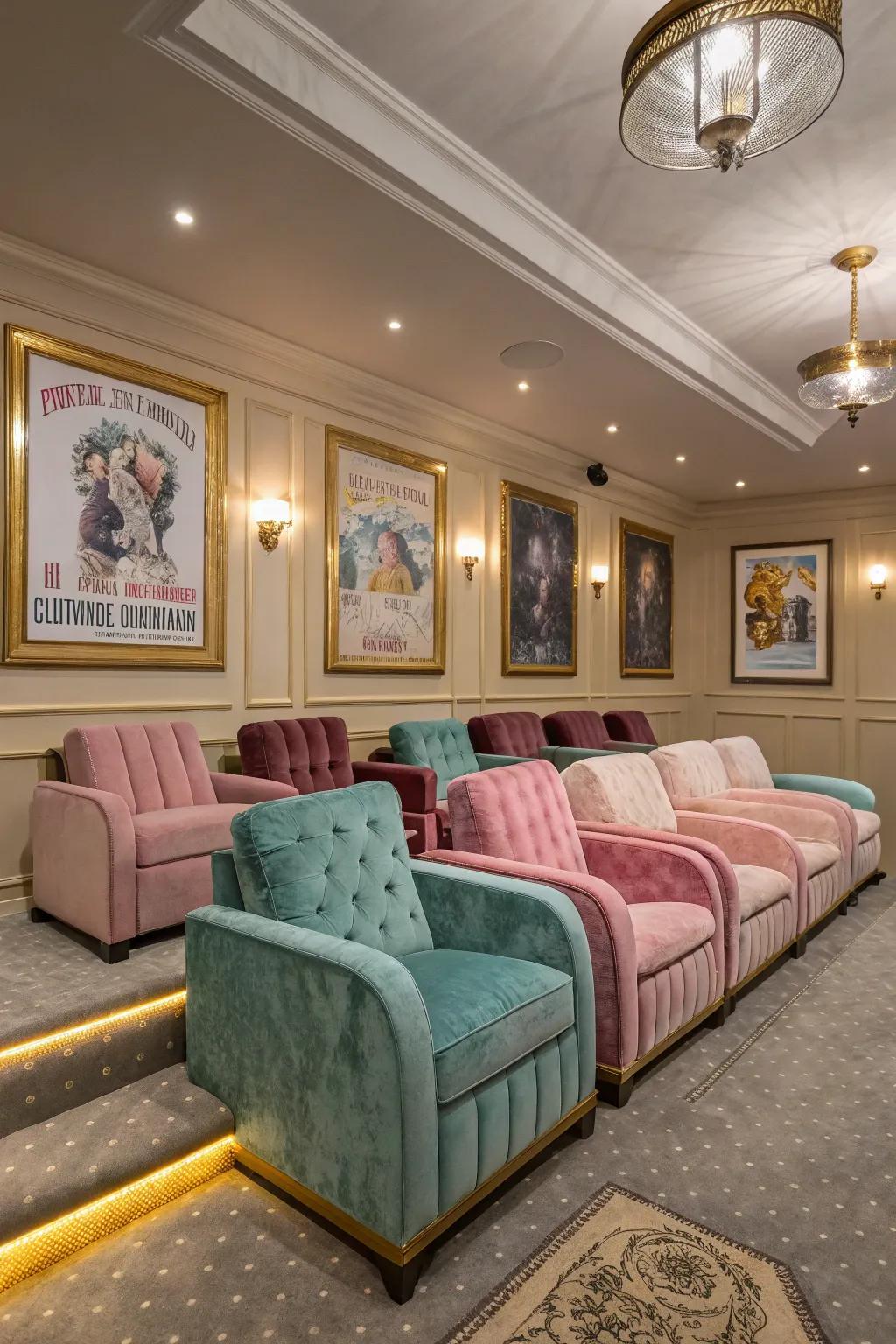 Classic theater seats add charm and personality to your home theater.