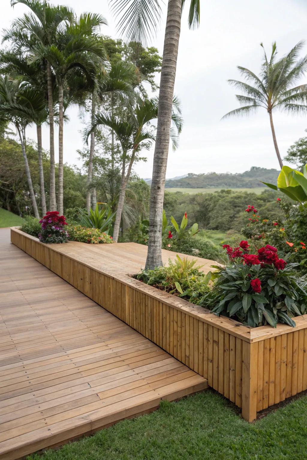Bamboo skirting offers a sustainable and exotic vibe.