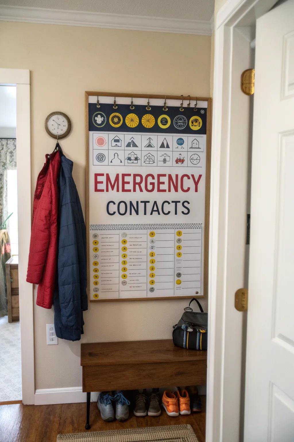 Highlight safety with an essential emergency contact reference.
