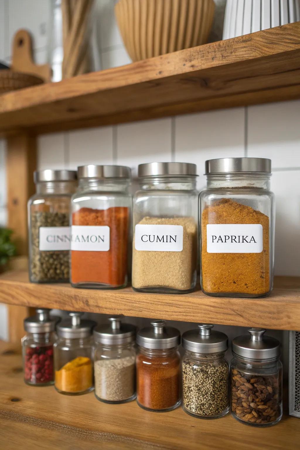 Renewed jars provide a sustainable, stylish spice storage solution.