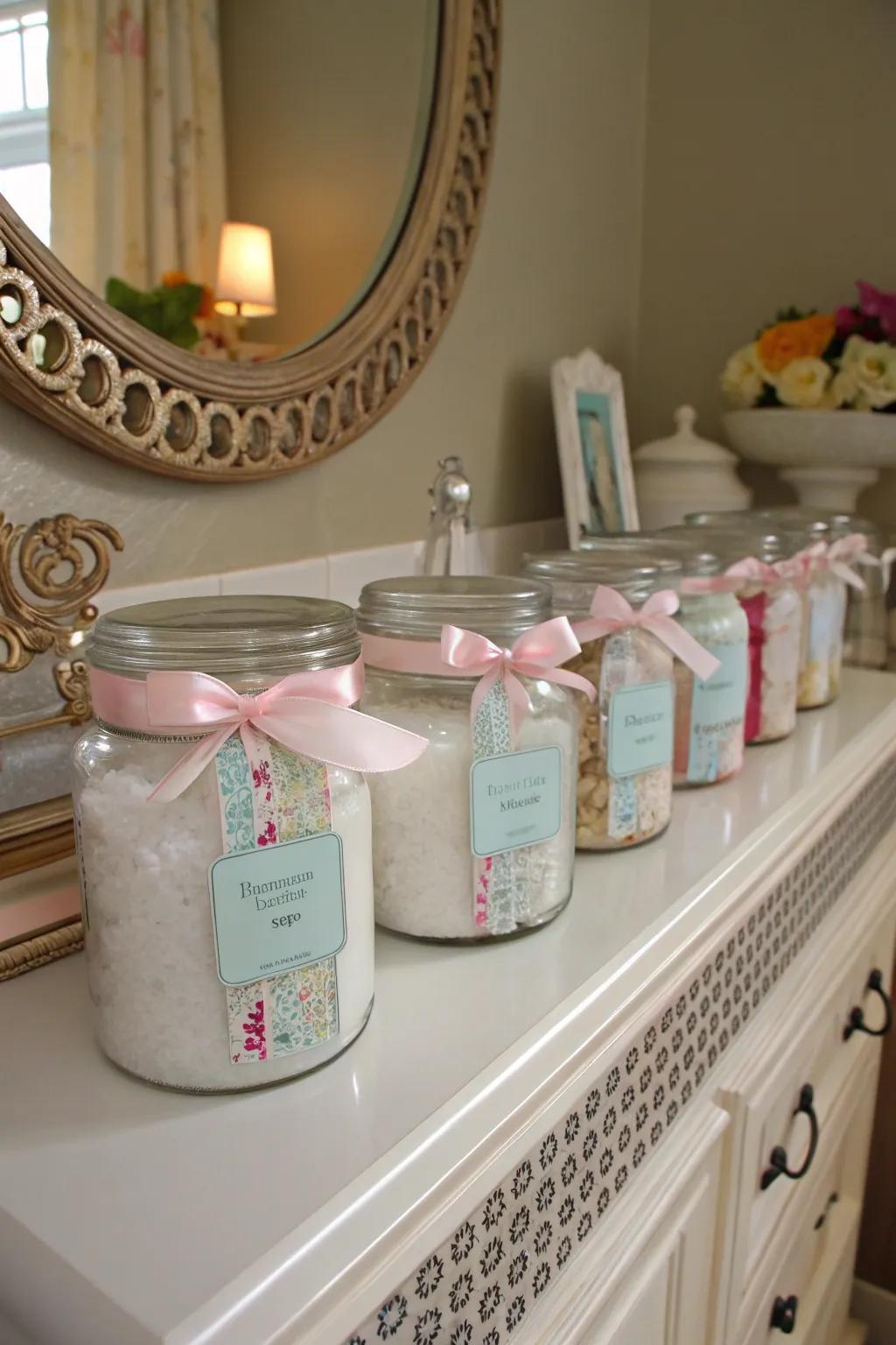 Custom touches adding elegance to Epsom salt storage