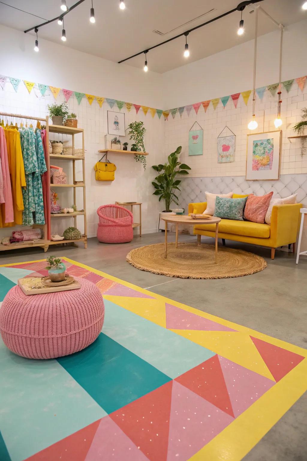 Vibrant dyes can create a unique concrete floor.